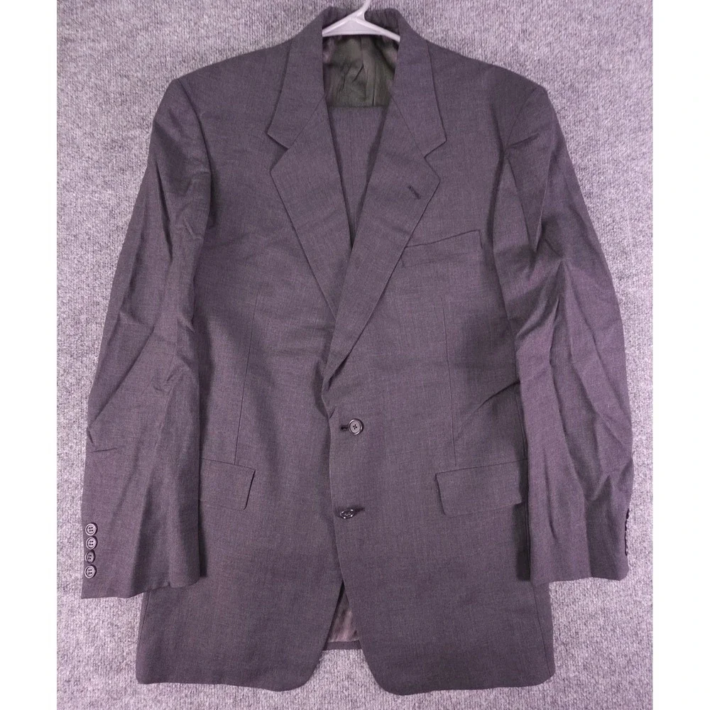 Hart Schaffner Marx 2 Piece Suit Mens 44L 30X32 Dark Gray 2 Button‎ Wool